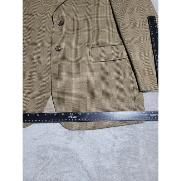 Ralph Lauren Sport Coat Mens 44 Long Beige Plaid Tweed Blazer 2 Button - Picture 7 of 14